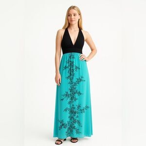 Anthropologie Eva Franco Halter Dress Maxi Teal Lace SZ 2 NEW